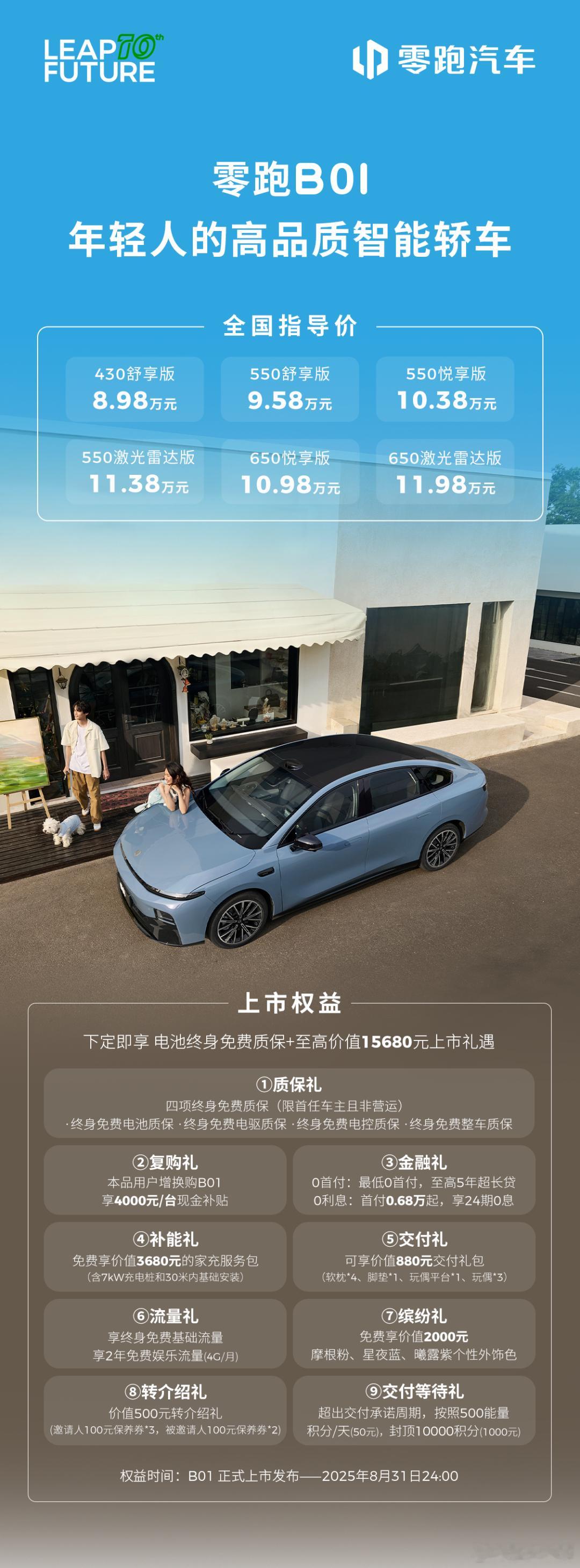 零跑B01上市，起步价8.98万​​​