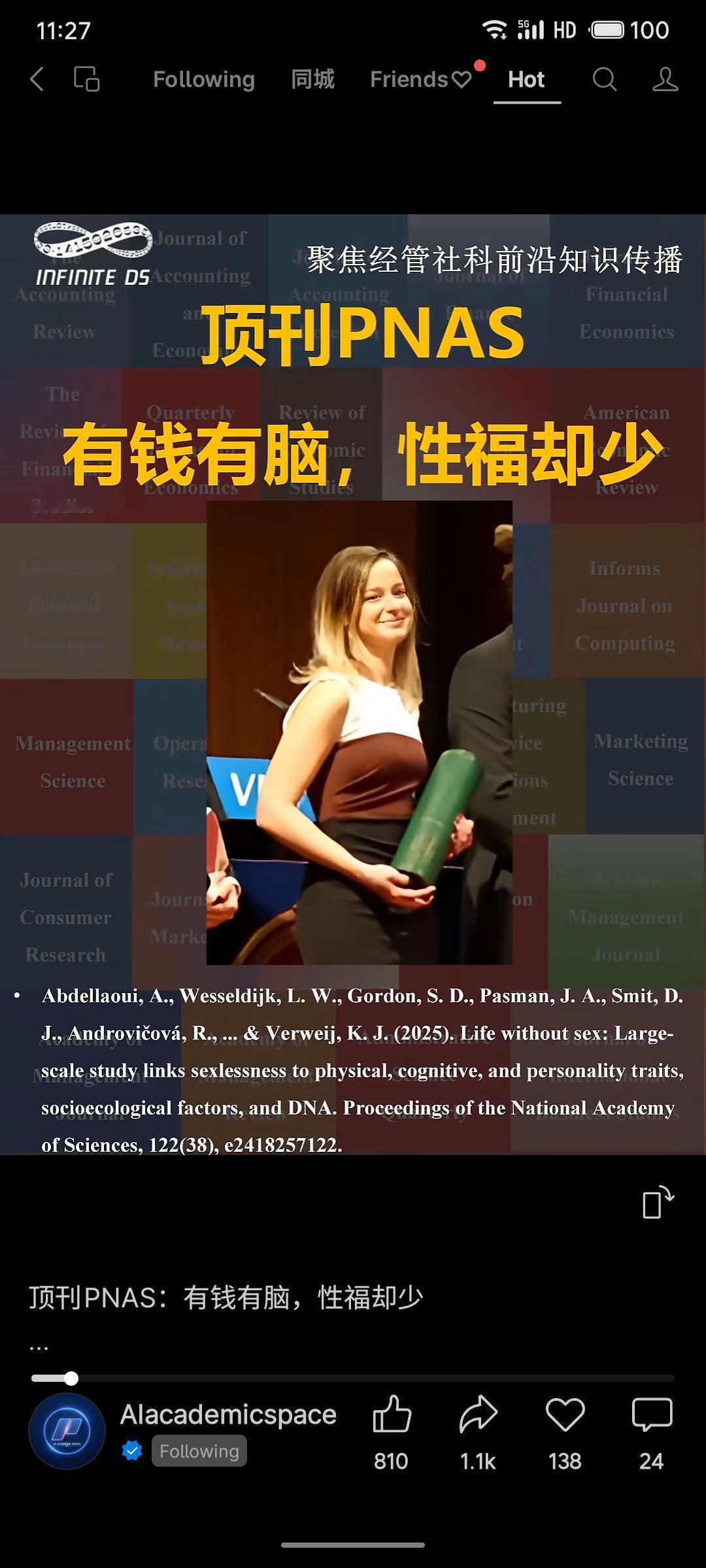 这是一项发表于《PNAS》的大规模研究，发现无性生活者往往教育程度更高、烟酒更少