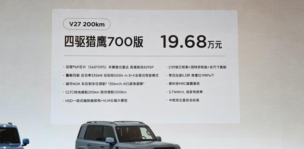 我是iCARV27前挡风玻璃上贴着的那个价格标签。19.68万。红字印的。今