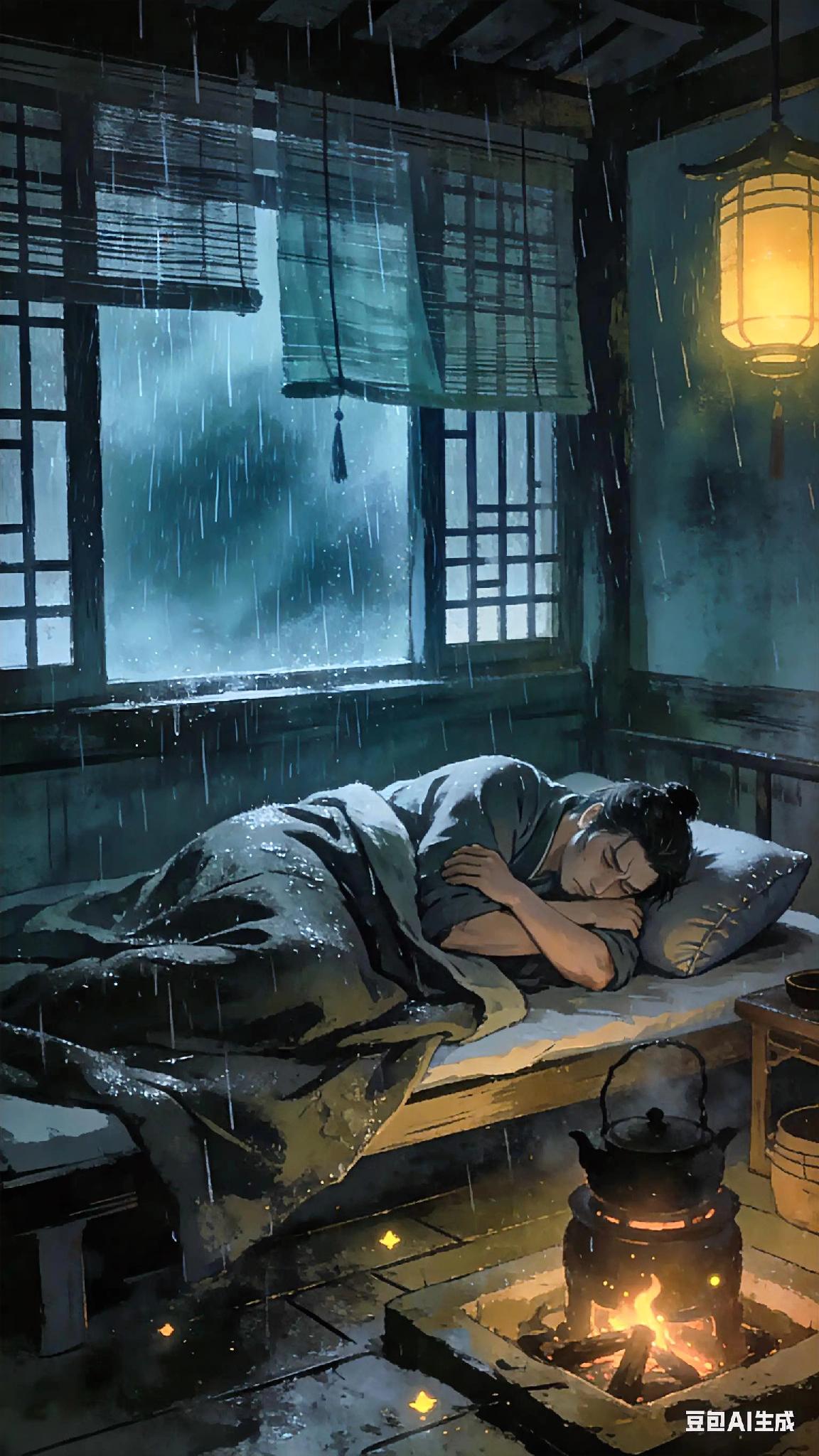 《中吕》红绣鞋客况、宋方壶。雨潇潇一帘风劲，昏惨惨半点灯明。地炉无火拨残星