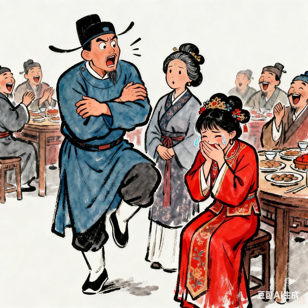 古代笑话张员外家娶儿媳妇，宴席上喝得醉醺醺，拉着新媳妇的手就喊：“大妹子，你