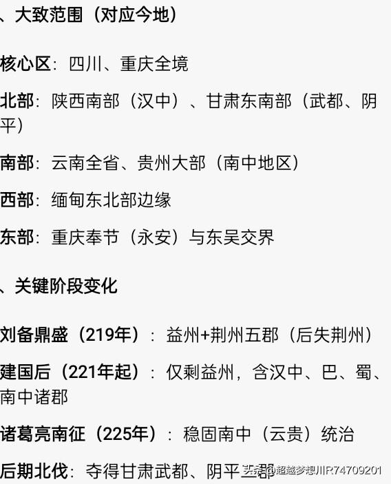 蜀汉（蜀国）的面积并非固定值，随战事兴衰有明显变化。鼎盛期是219年，也就是关羽