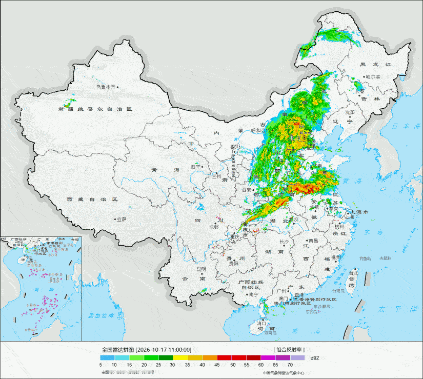 【强降雨和强对流】今天08-14时，从内蒙古到河南山东多地出现大范围降水，北京和