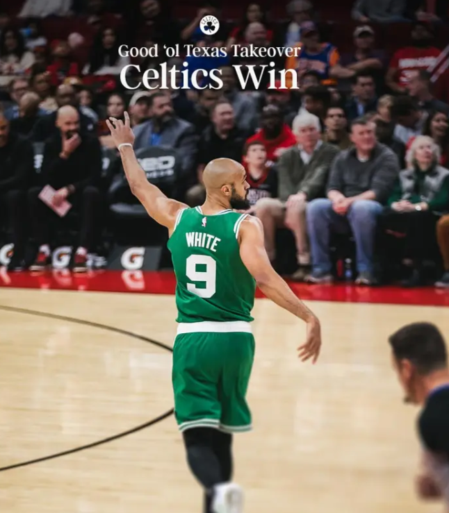 NBA常规赛，凯尔特人以114-93击败火箭。赛后，凯尔特人官方更新动态，晒出