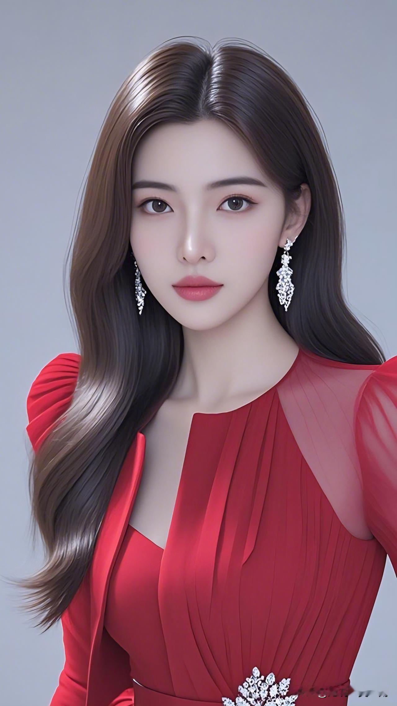 优雅红裙，闪耀耳环，女神范儿十足！💃✨温柔可爱的女生你喜欢吗?