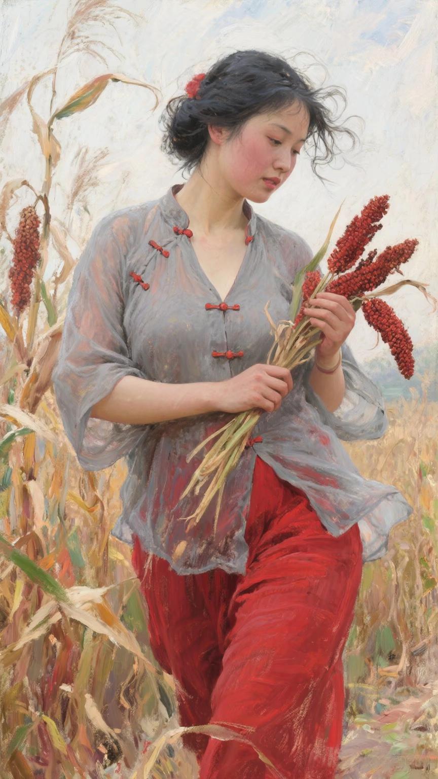 国风元素   油画艺术 画中画