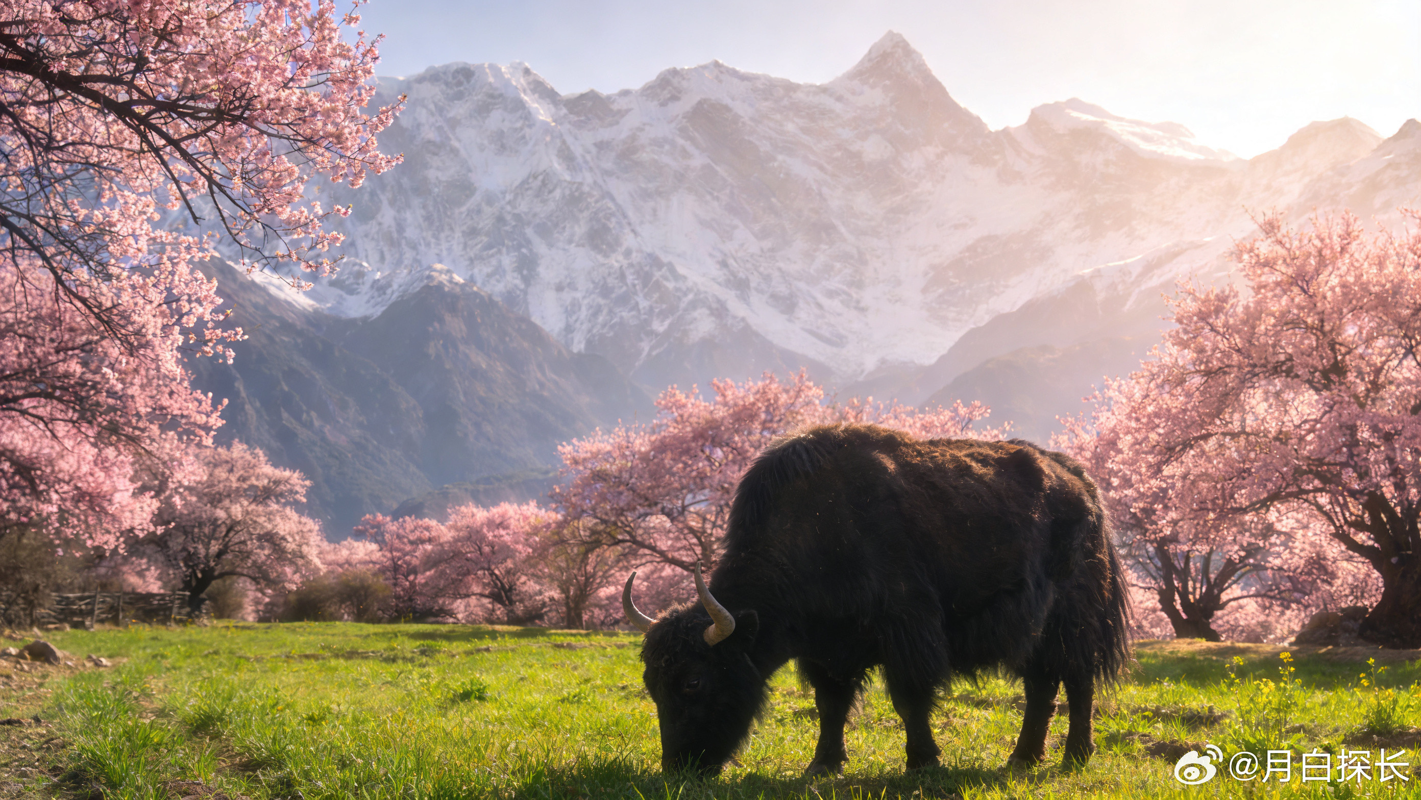西藏林芝波密的桃花沟被誉为“中国最美春天”。清明节假期前后，千年野生桃树沿雅鲁藏
