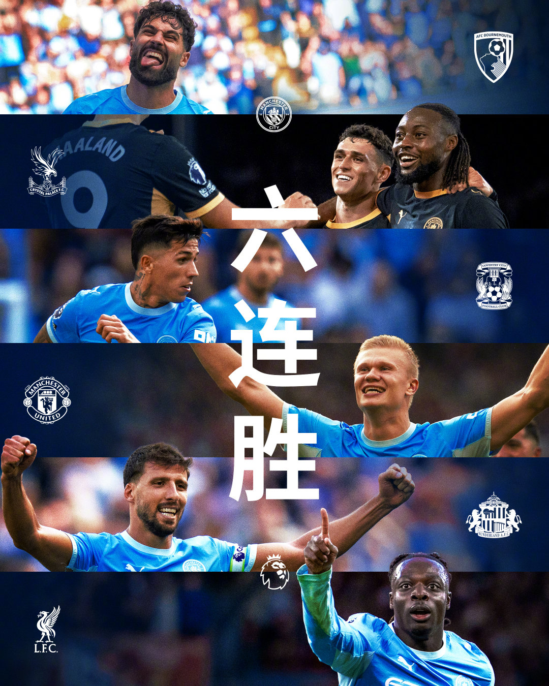 ✅✅✅✅✅✅我城豪取英超六连胜领跑积分榜！🙌#曼城#​