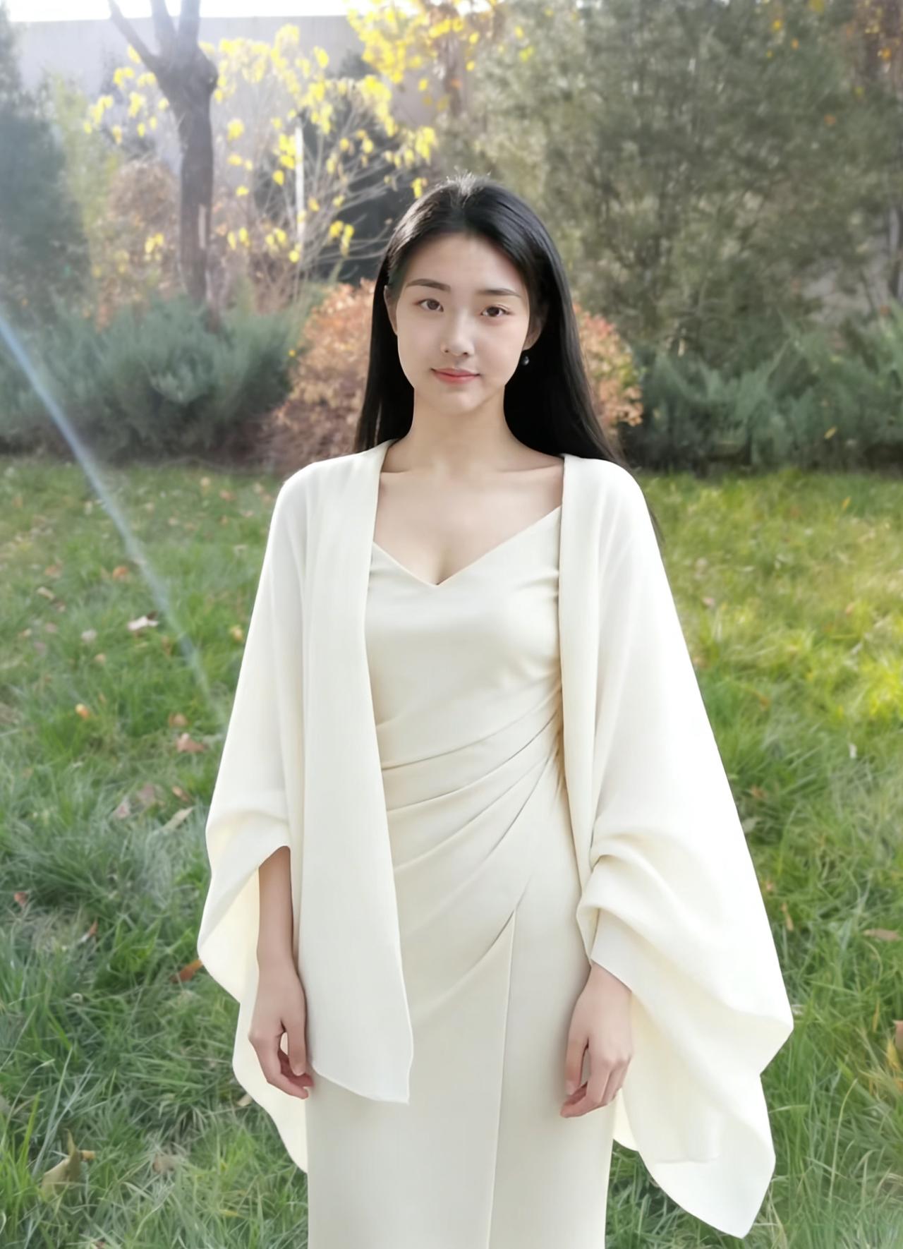 这一身洁白，是写给秋日的仪式不是婚纱，却有婚纱的郑重草地是未经剪裁的舞台树