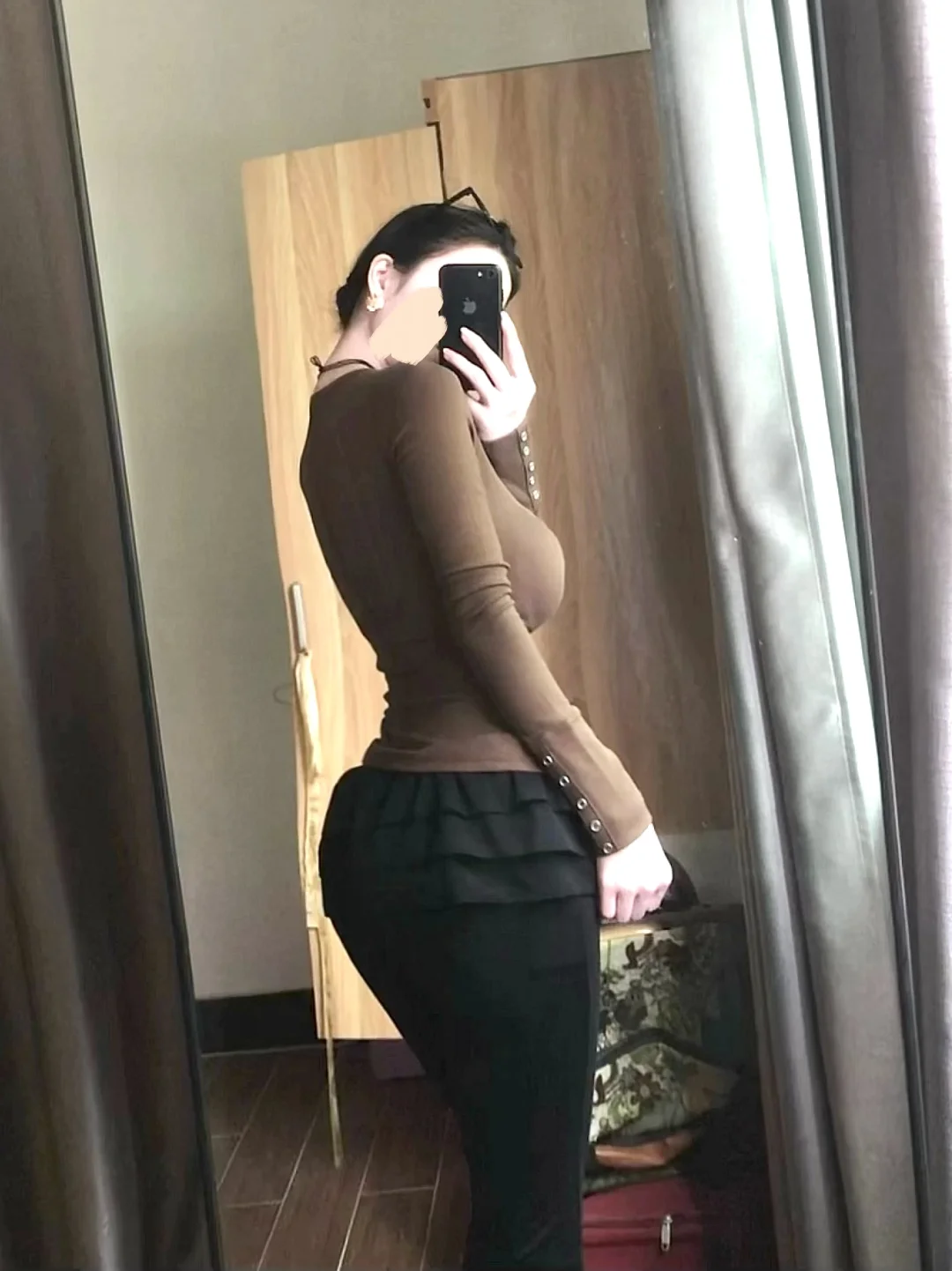 棕v领➕蓬蓬感的裤子尊的很特别唉！