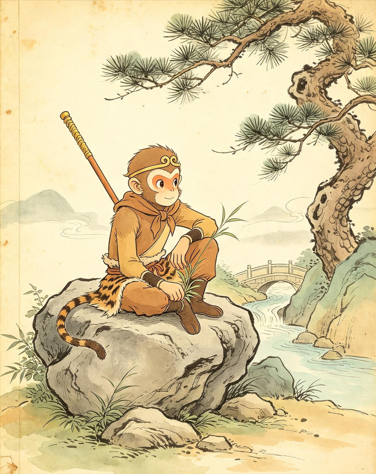 关于悟空学艺前干了什么？原文写着呢：“扫地锄园，养花修树，寻柴燃火，挑水运浆。