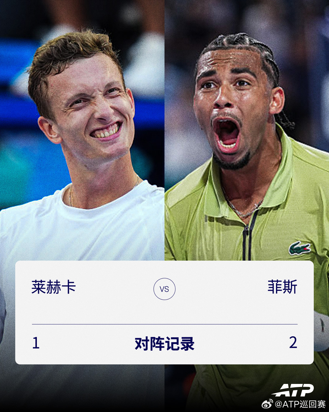 ATP1000迈阿密大师赛上半区半决赛对阵：莱赫卡[21]🆚菲斯[28]