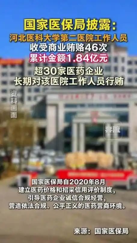 必须严查！9月13日，国家医保局通报，河北医科大学第二医院11年来累计收贿46次