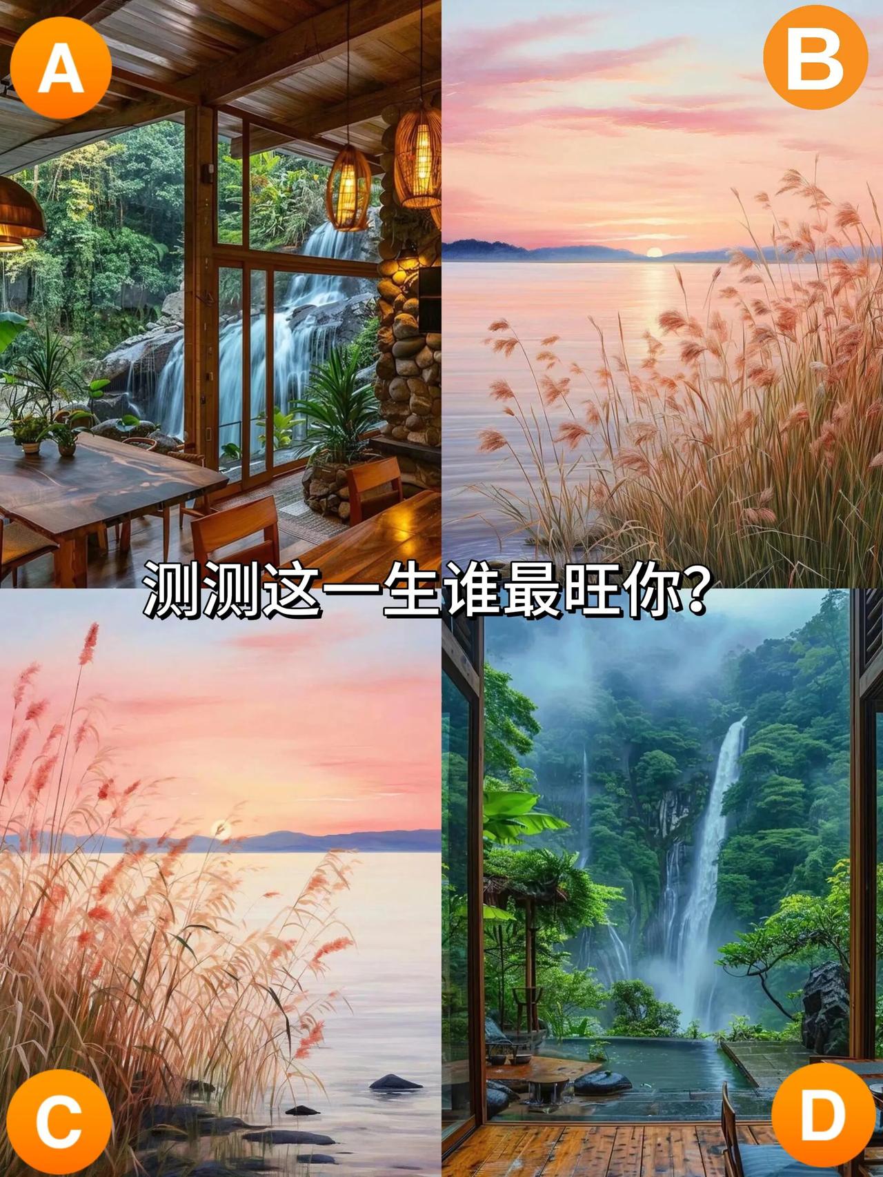 心理测试：测测这一生谁最旺你？心理测试：测测这一生谁最旺你？？下面四幅图的
