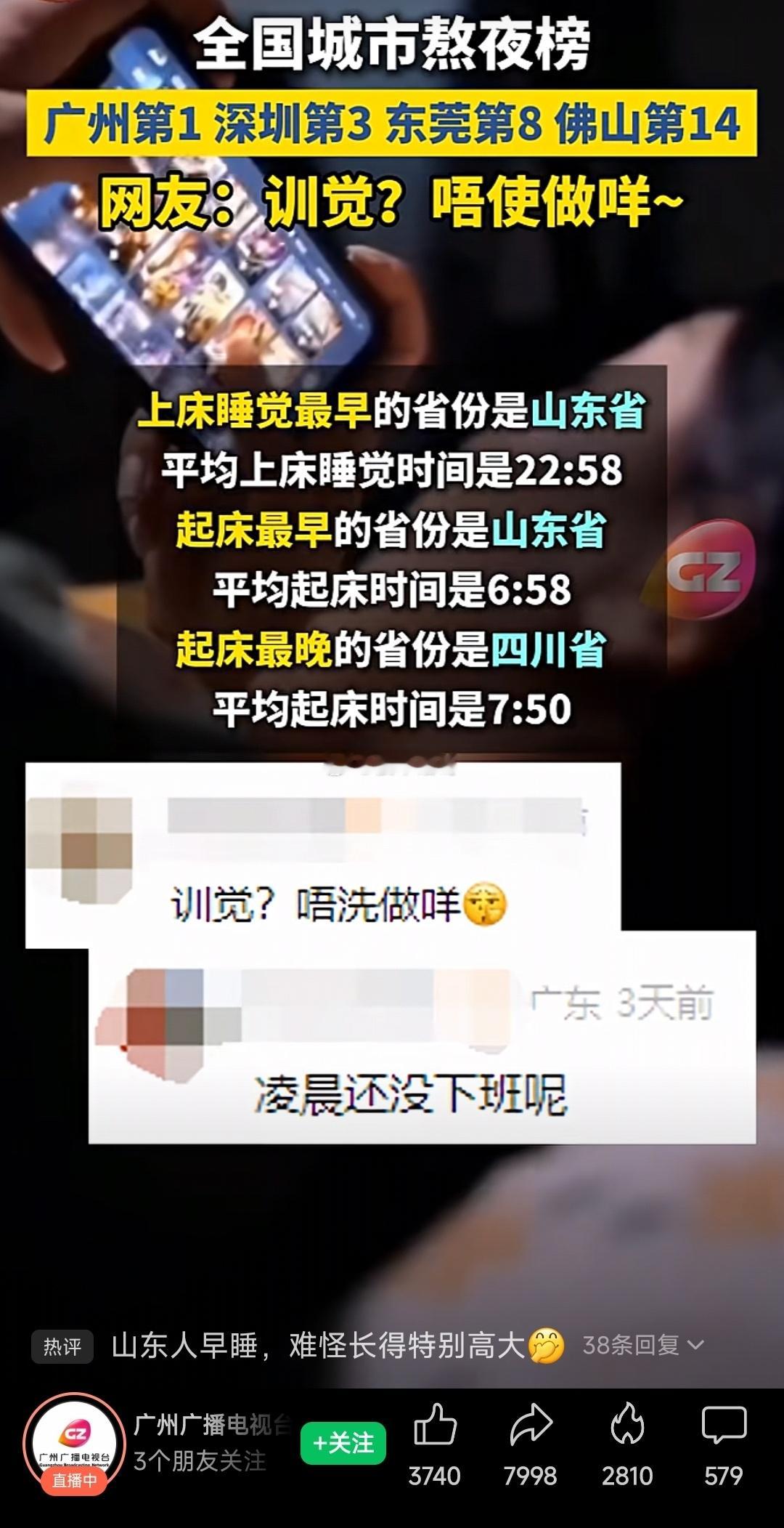 全国城市熬夜排行榜，你晚上几点睡觉？​​​