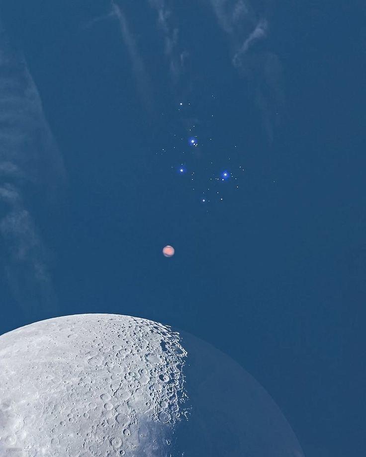 月亮、火星和昴星团​​​