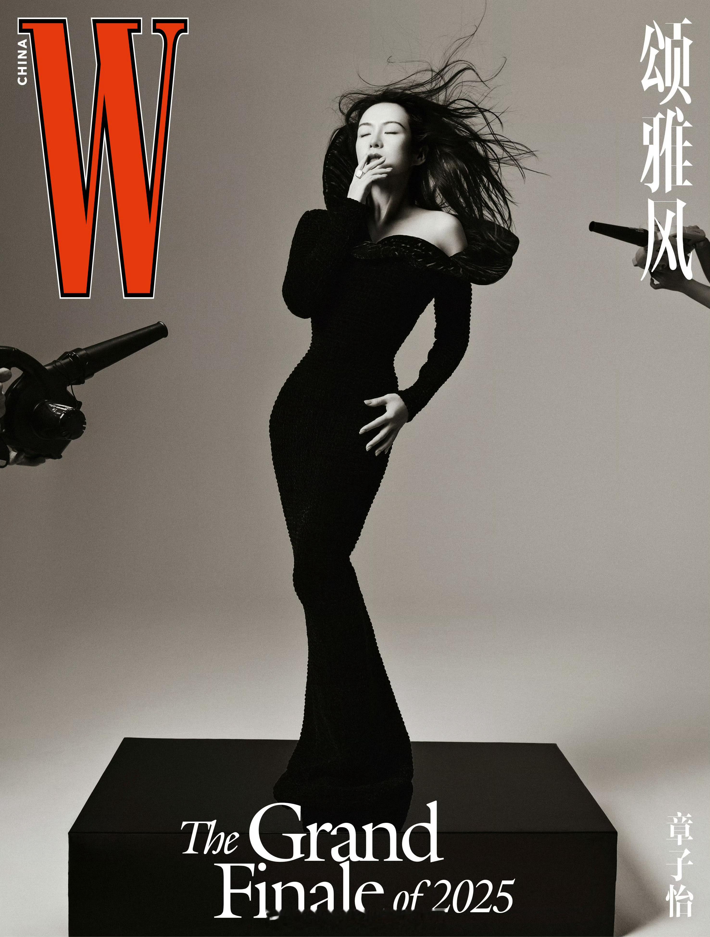章子怡登上W中文版12月刊封面，这条GUCCI《LaFamiglia》系列黑