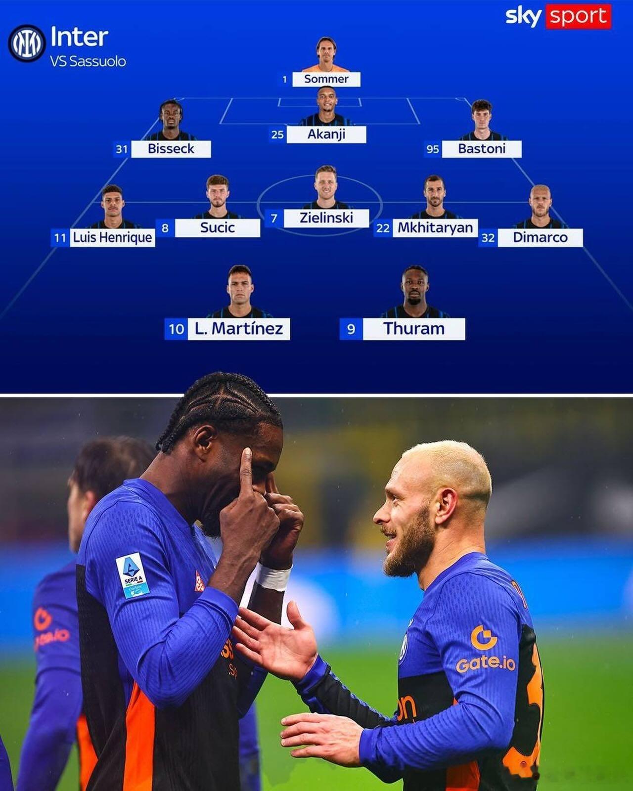 天空体育预测国际米兰首发阵容，皮奥也有可能后来居上顶替图拉姆。国际米兰热点现场意