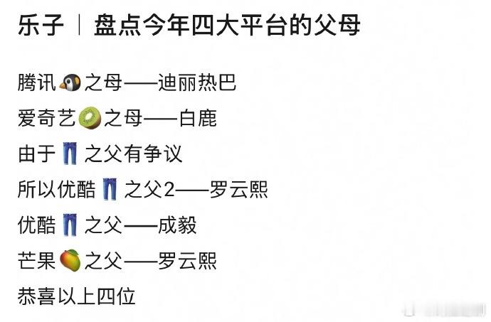 谁做的图？四大平台父母