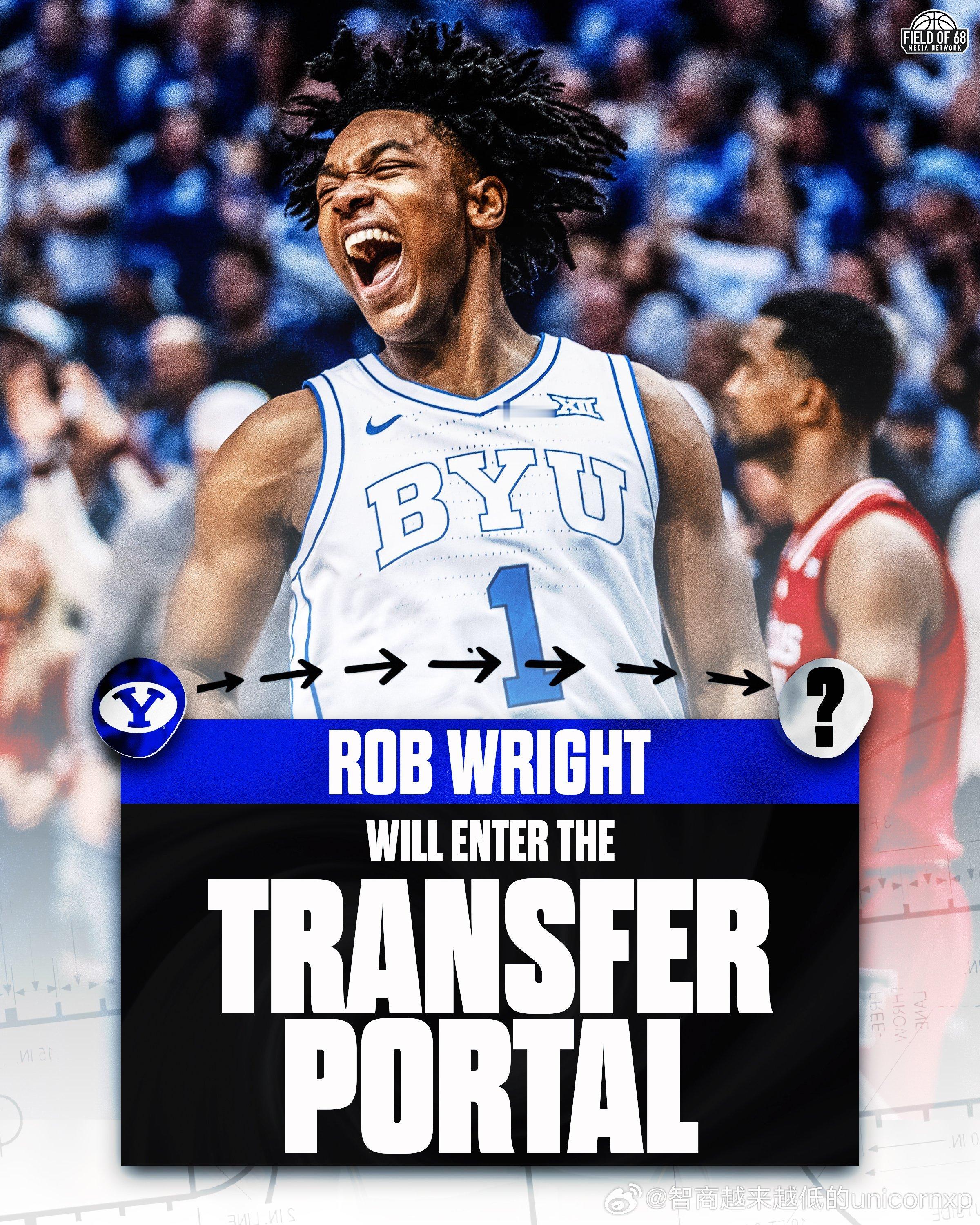 杨百翰大学控卫RobertWrightIII申请转校，本赛季场均18.1分