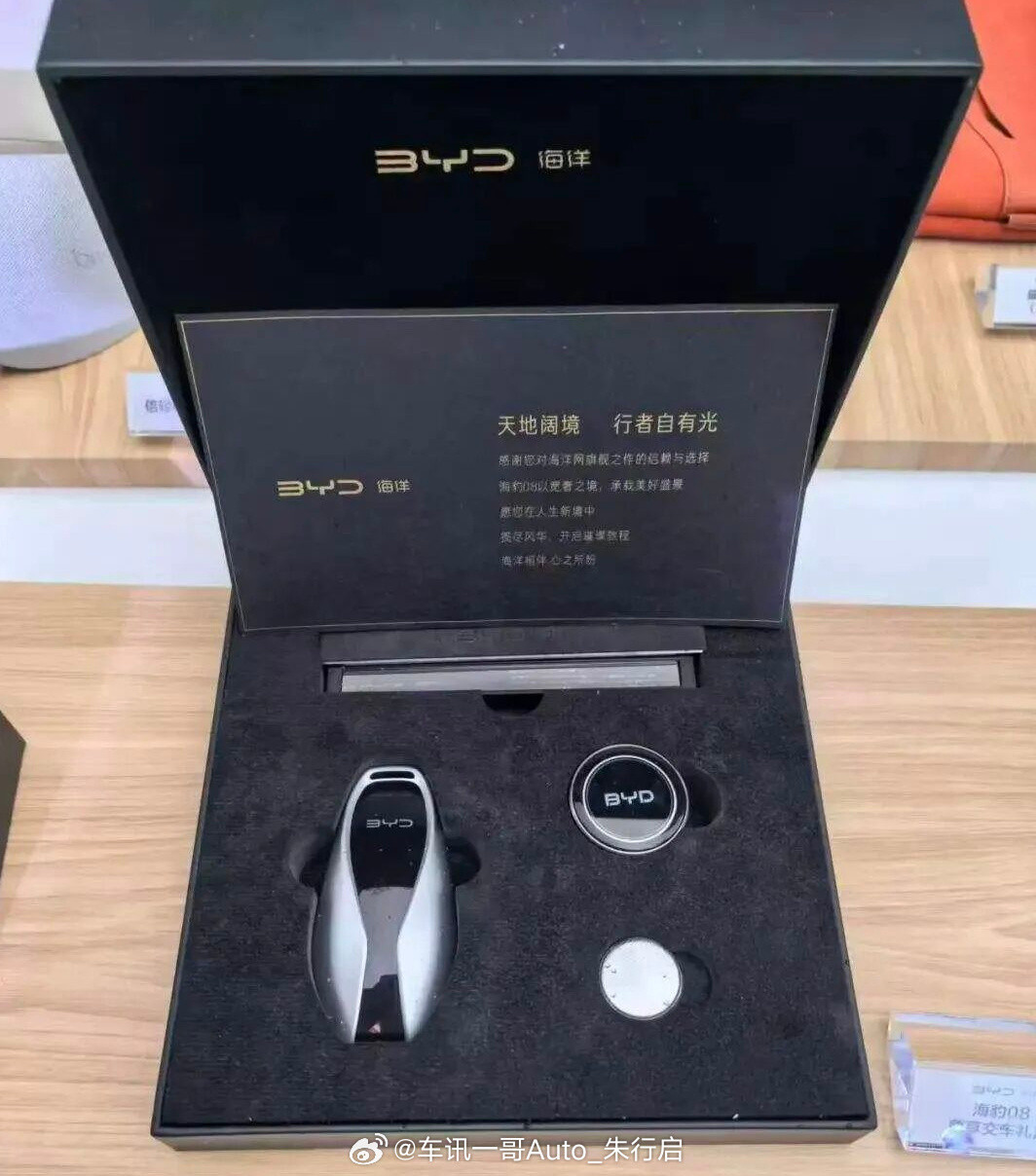 近日，有车主爆料，比亚迪海洋网海豹08换了新款车钥匙，流线造型车钥匙高...