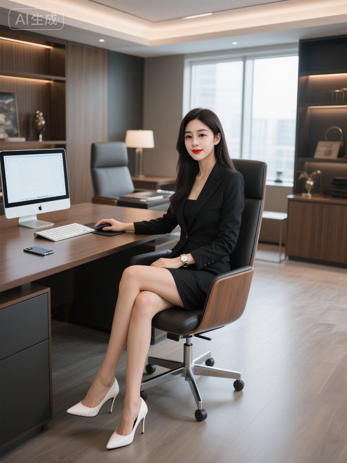 职场女性职业装黑色高级感穿搭