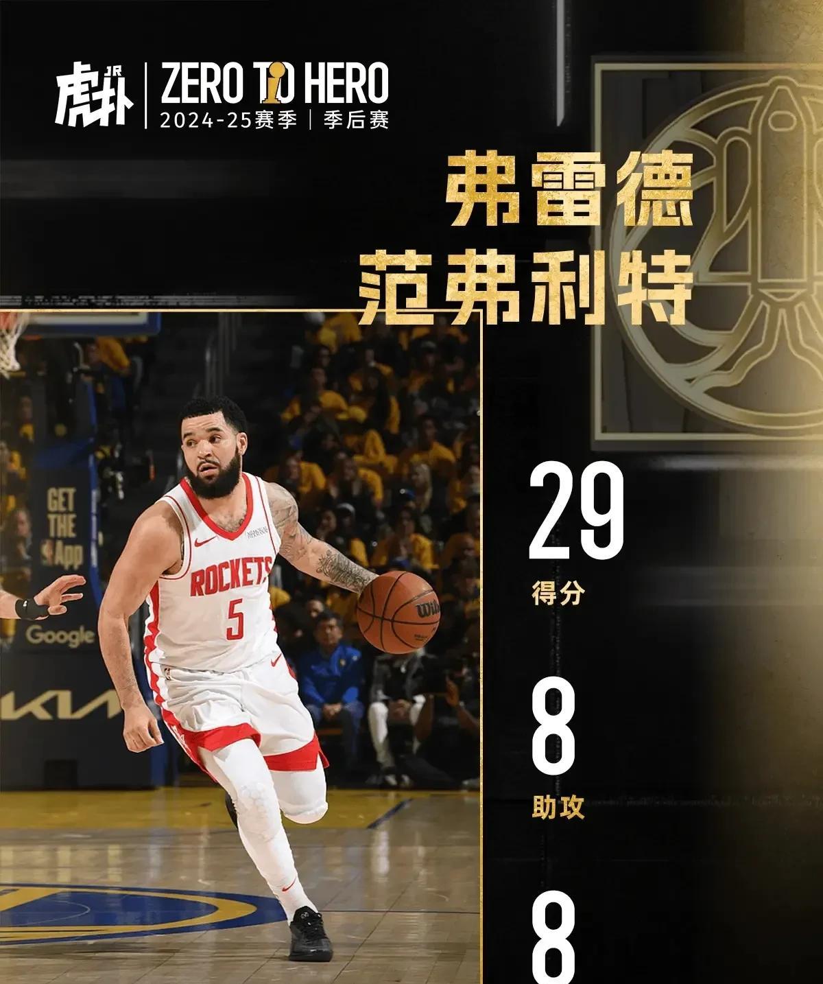 范弗利特过去三场场均砍下26.7分，投篮命中率59%、三分命中率66.7%。G