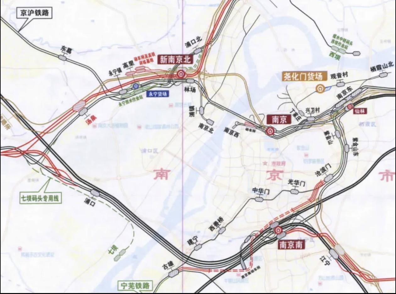 南京北站引入北沿江高铁、宁淮城际，规模达16台30线，计划2027年10月与北沿