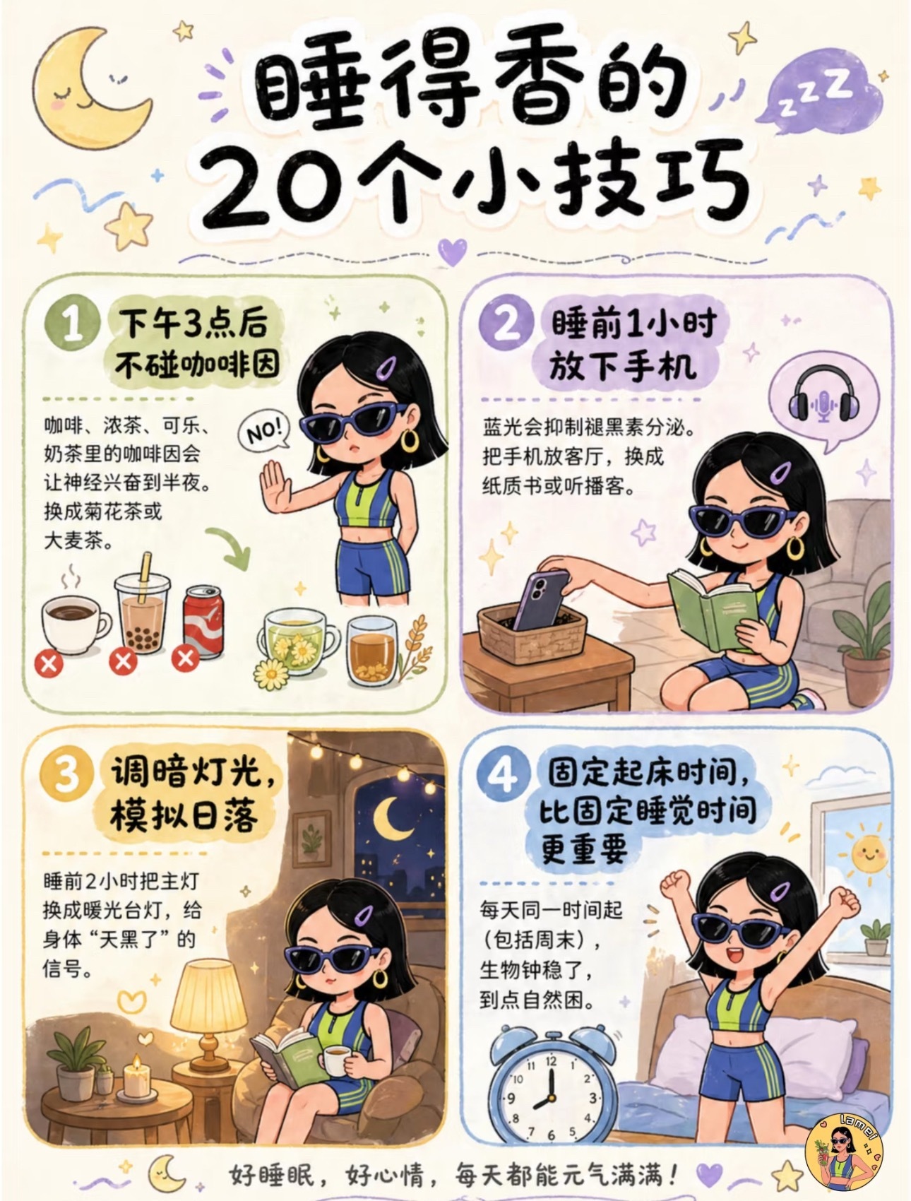 🌃睡个好觉的20个小技巧，建议收藏！你是不是这样：躺下脑子还在开会，翻来覆去就