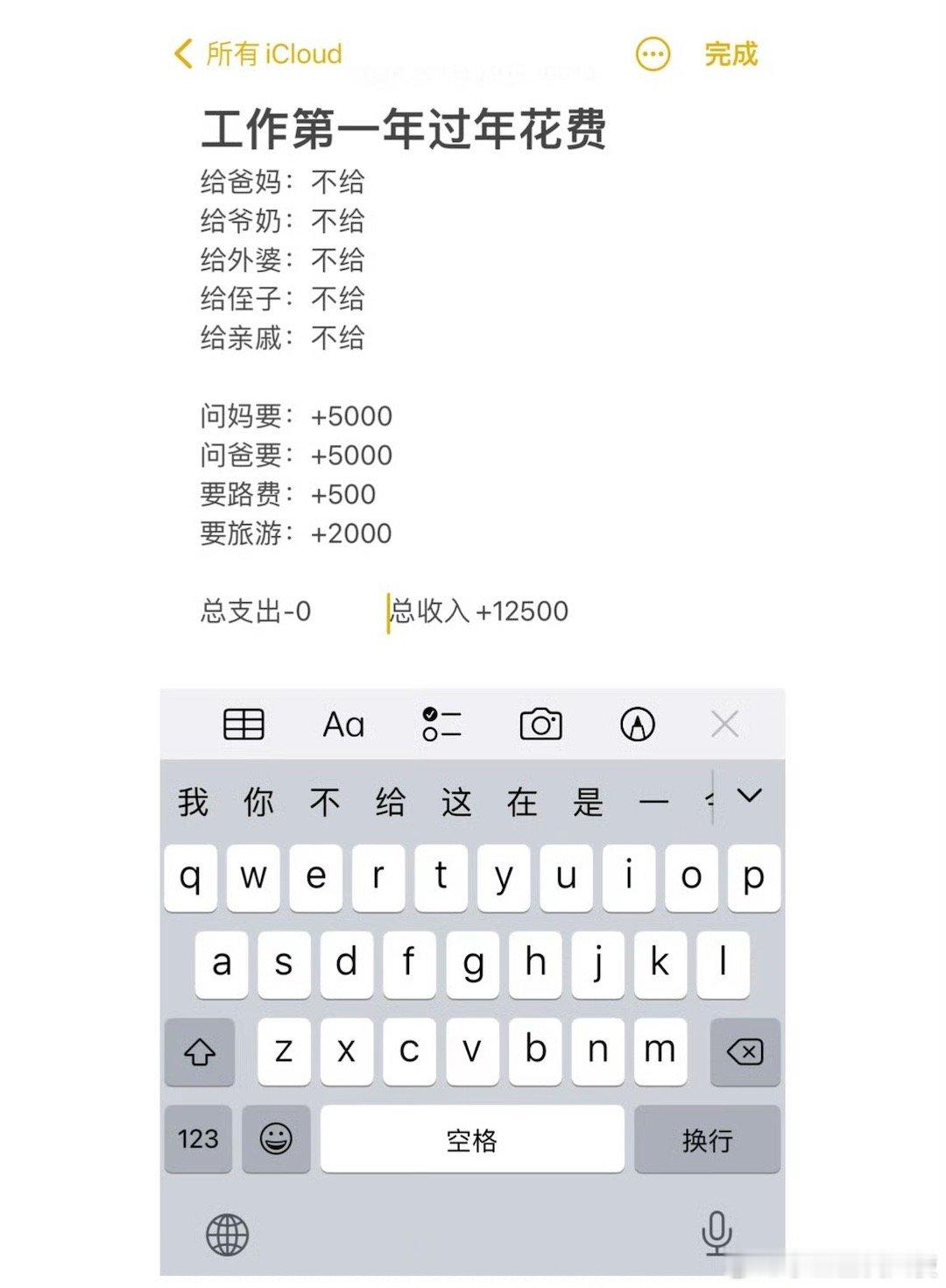 工作第一年过年花费