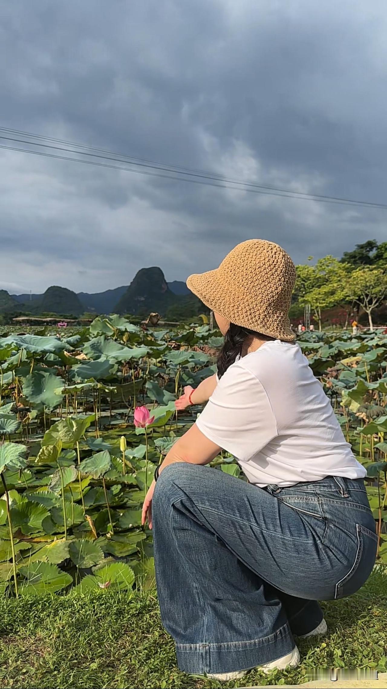 那么好看的花，差点就被一个美女摘了。我先站在这里，准备拍照，我是好不容易看到