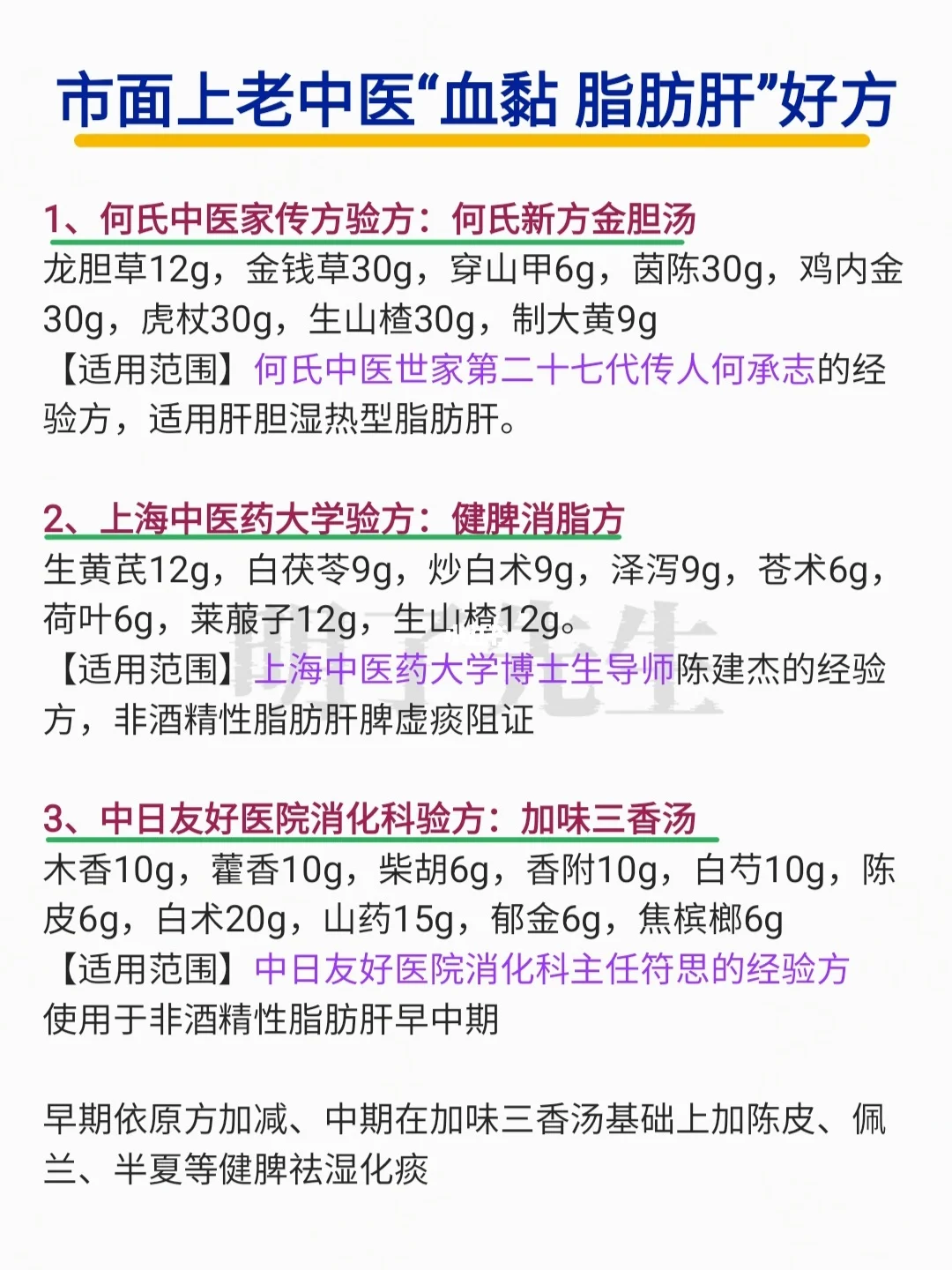 市面上老中医常开的“血黏 脂肪肝”好方❗