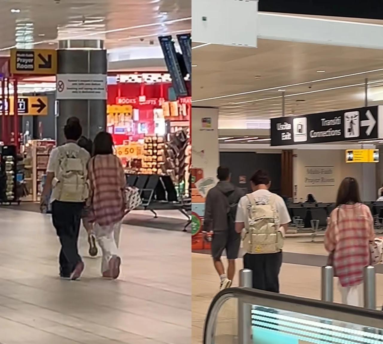 王思聪又和懒懒去旅游了，网友在机场遇到了他们，一开始王思聪走在前面，随后示意对方