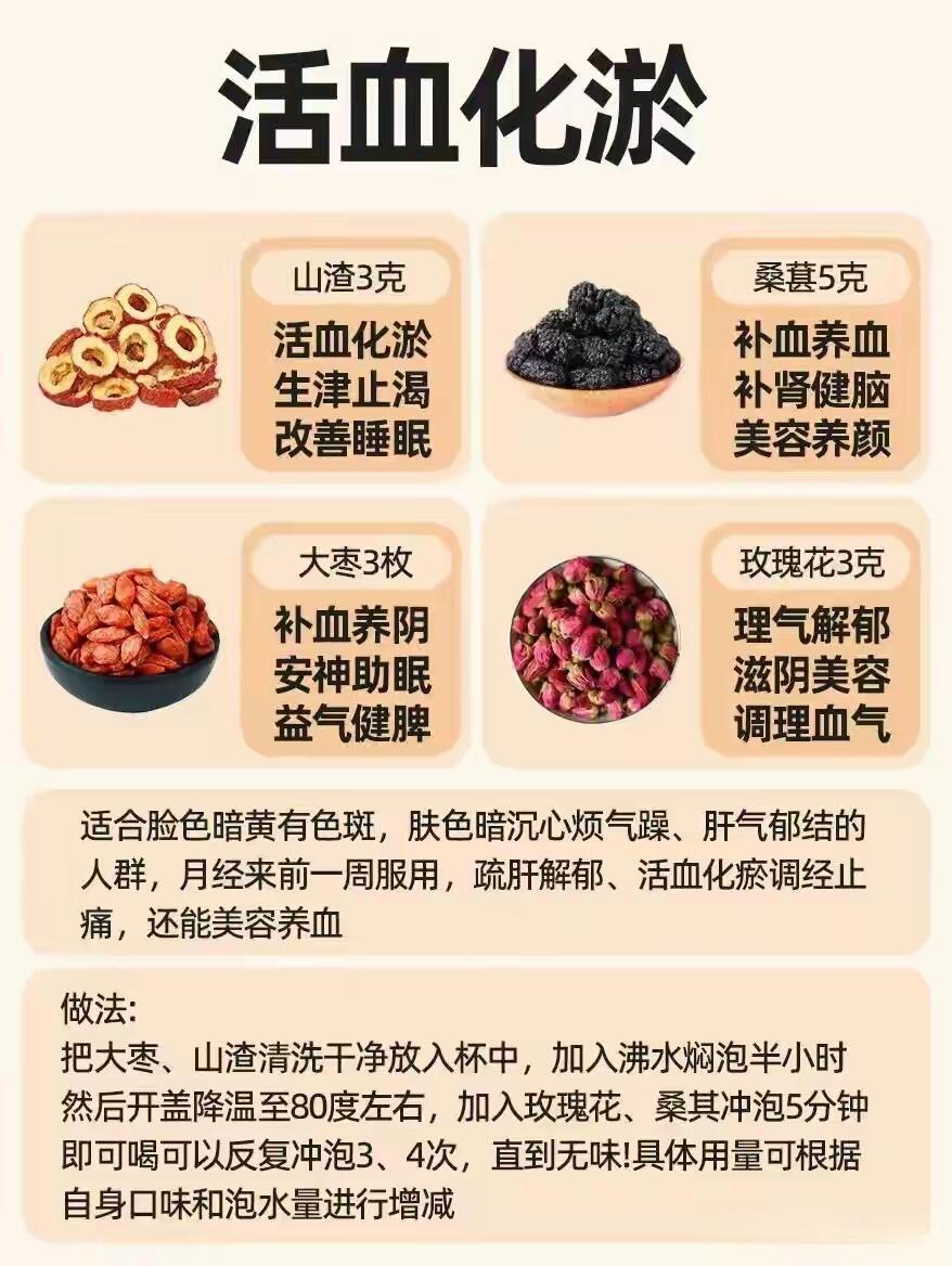 六款养生茶，活血散瘀、养血养颜、补气补血！​​​