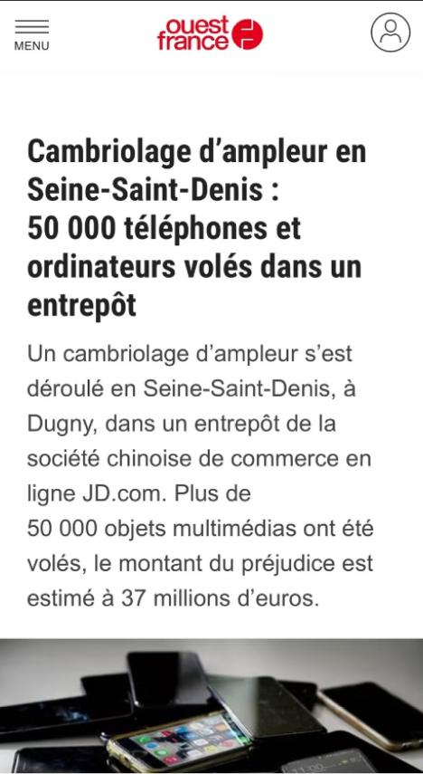 京东仓库被盗，3700万欧元（3亿人民币）货物被盗！震惊全欧洲！据悉，中国电