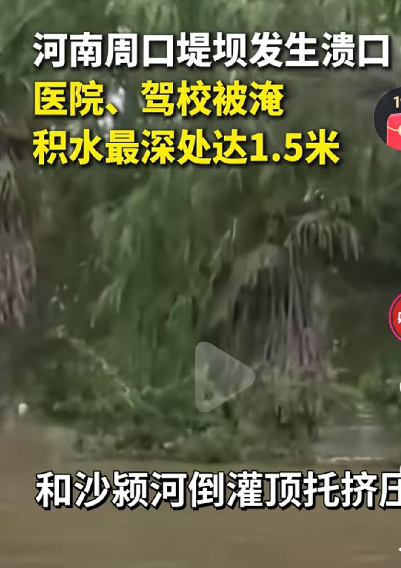 周口堤坝发生溃口，希望所有人都能平安啊！河南周口洪水