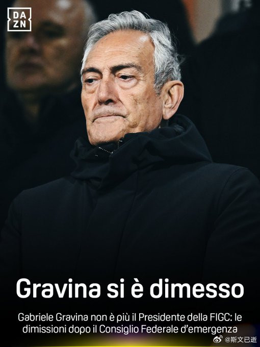 意大利足协主席格拉维纳辞职，接下来该轮到国家队主教练加图索了。刚看了看报道，新帅