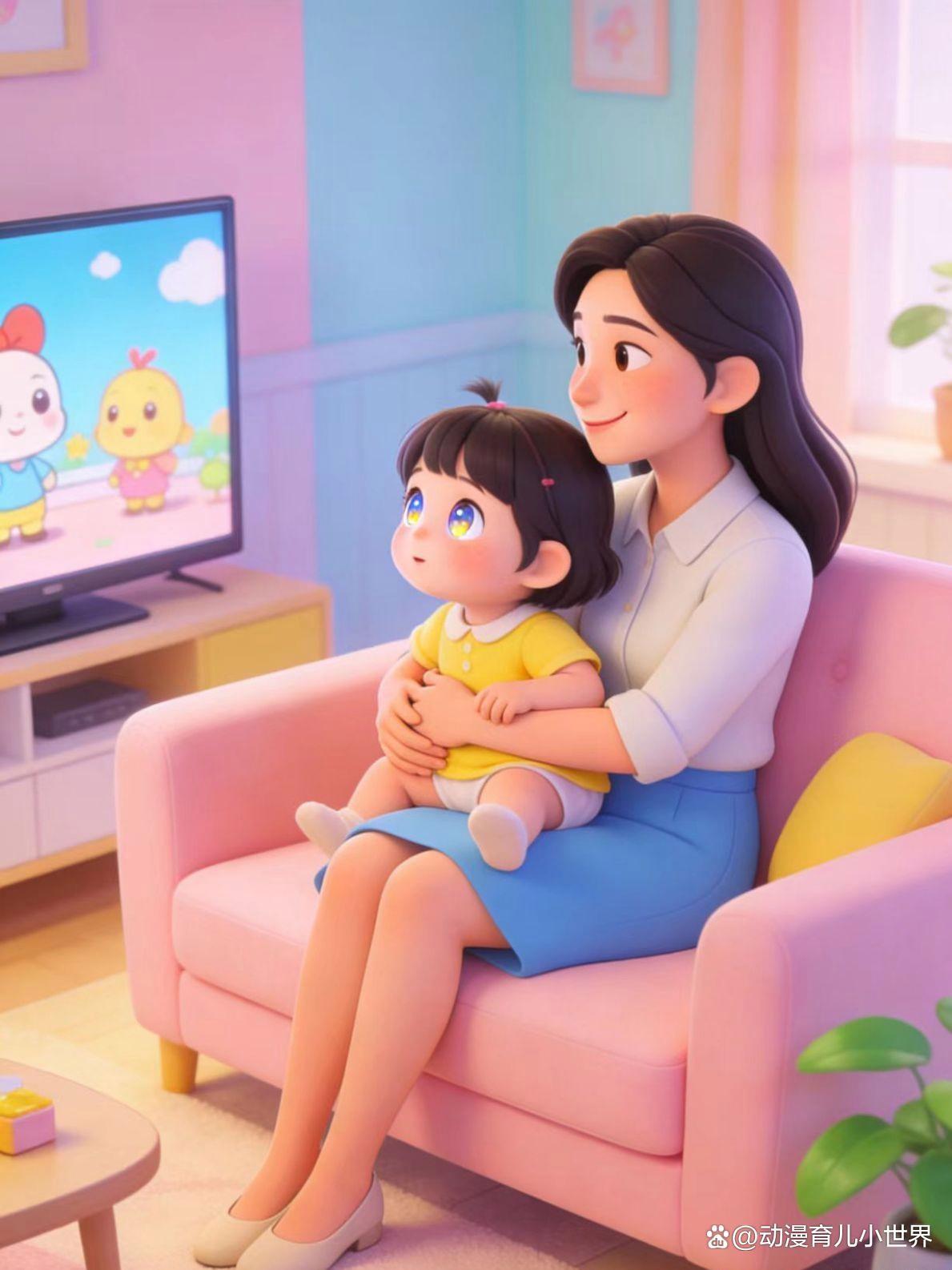 一位职场妈妈给1岁多的孩子看10分钟动画。然后陪她玩角色扮演。她选动画的标准