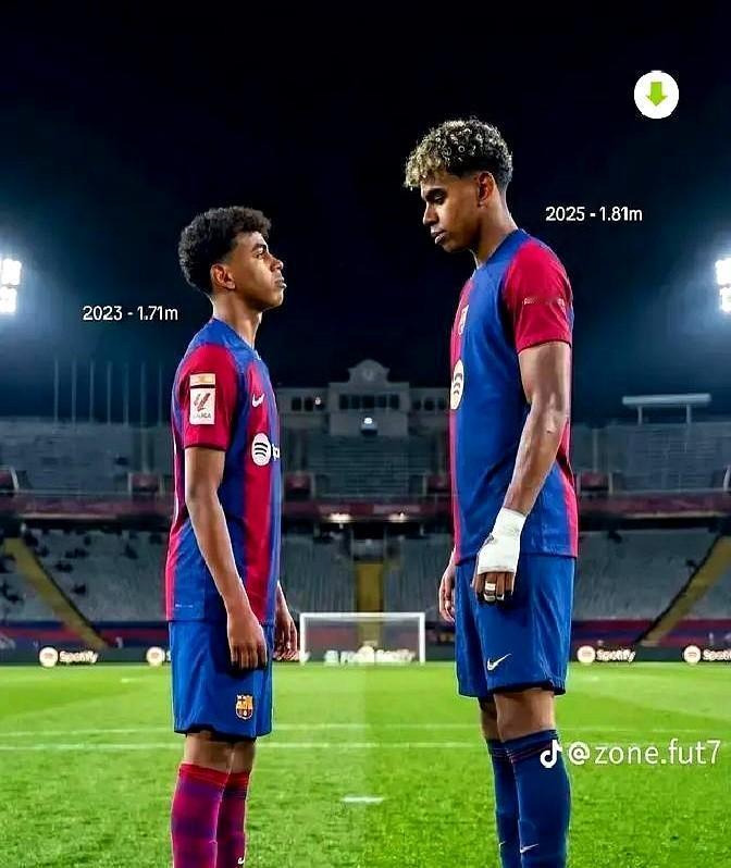 巴萨亚马尔这身体，让对手的防守战术直接作废。想当初还是个技术流瘦竹竿，一撞就