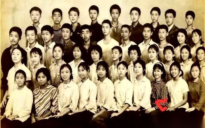 一张几十年前的初中毕业照。乌压压一大片穿着的确良白衬衫的少男少女。但你就还是