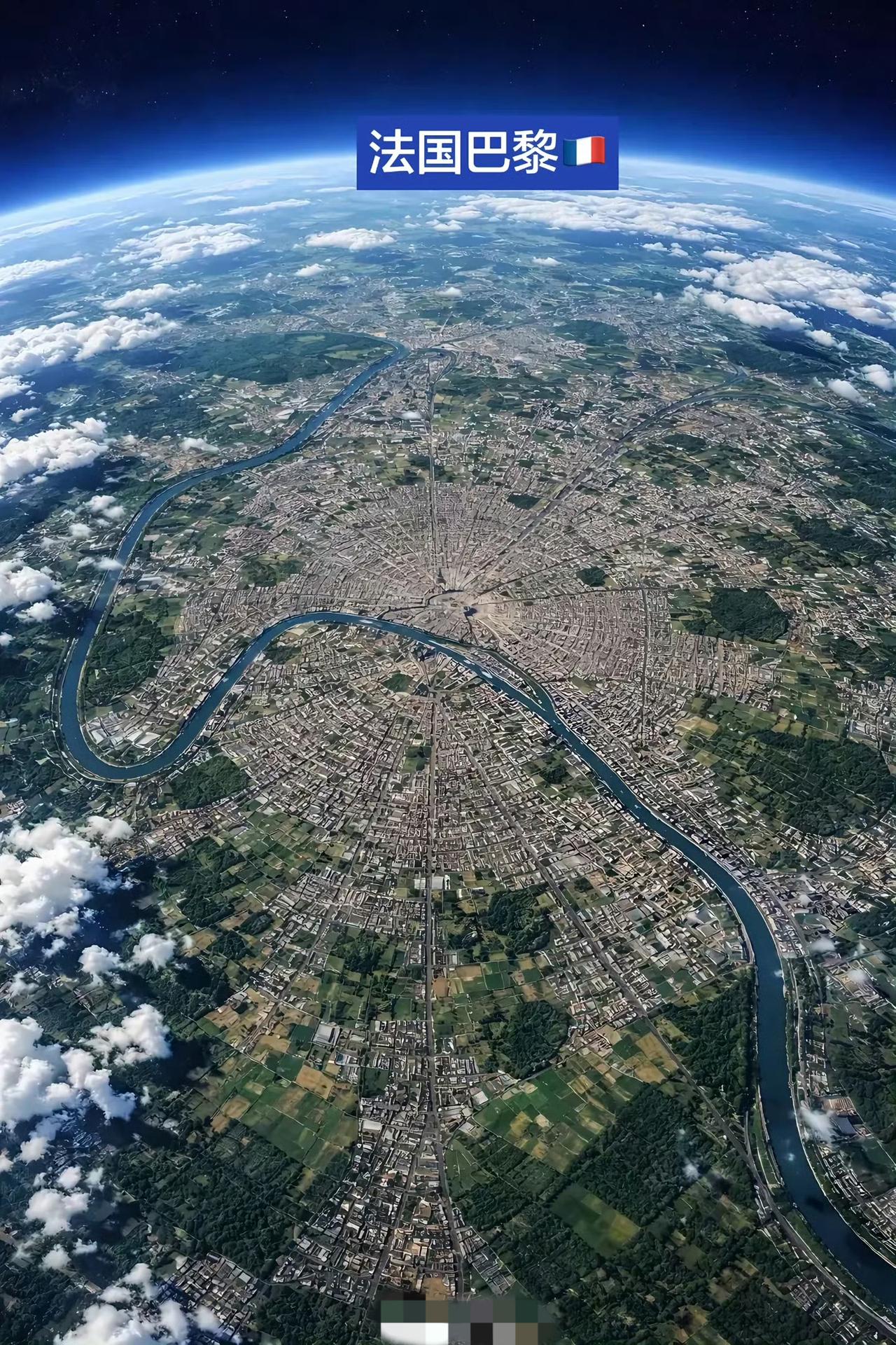 法国巴黎太空航拍图