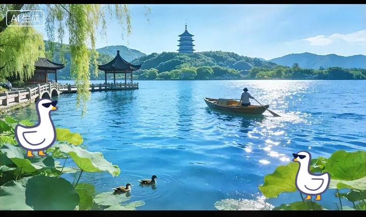 抗州西湖景色真的美。今天逛西湖，才算真懂了为啥人人都念着这湖光山色。沿着苏堤