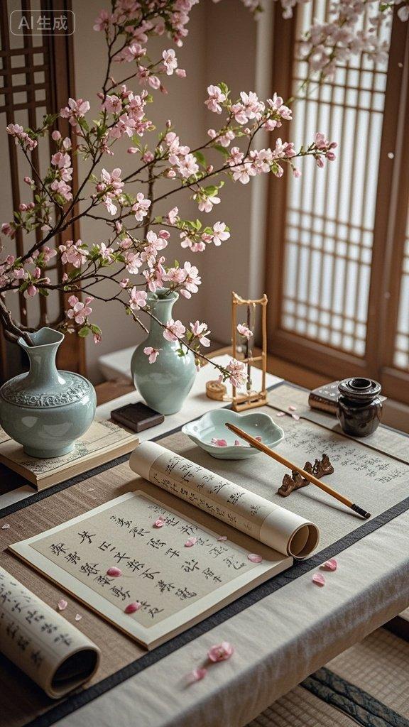 上联：素笺淡墨诗词赋，诚邀下联上联:素笺淡墨诗词赋，下联:清盏疏梅岁月长