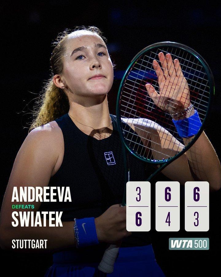 斯瓦泰克无缘斯图加特站四强安德列娃三连胜斯瓦泰克安德列娃晋级斯图加特四强斯图加特