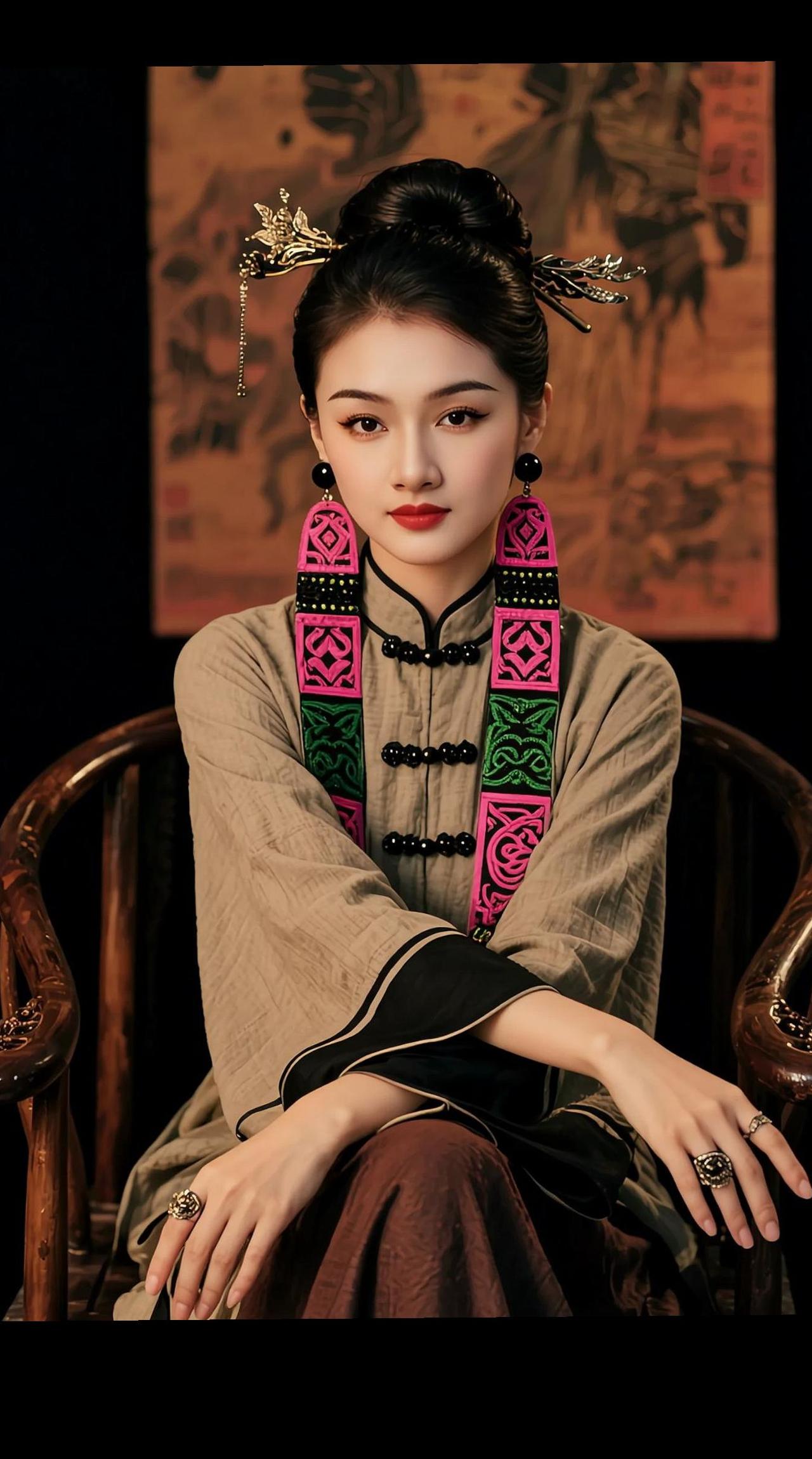 AI暗黑民族写真随变ai随便玩东方美学新中式穿搭二胡