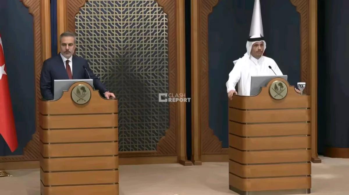 半岛电视台报道，当地时间19日，土耳其外长哈坎.菲丹，在访问卡塔尔首都多哈，并和