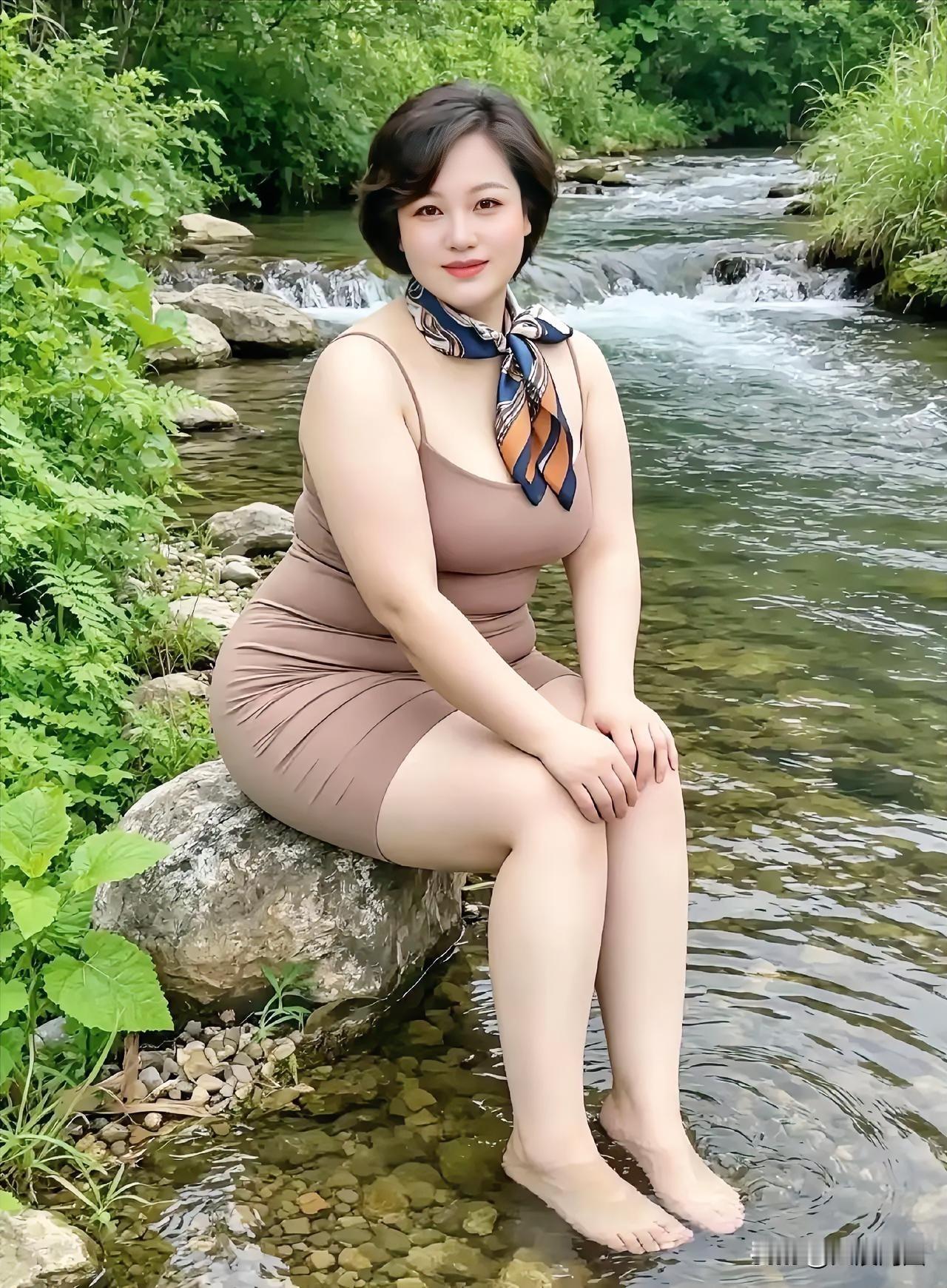 夏日清凉，溪边漫步，感受自然的宁静与美好。度假治愈系风景初秋户外游玩溪边宝藏