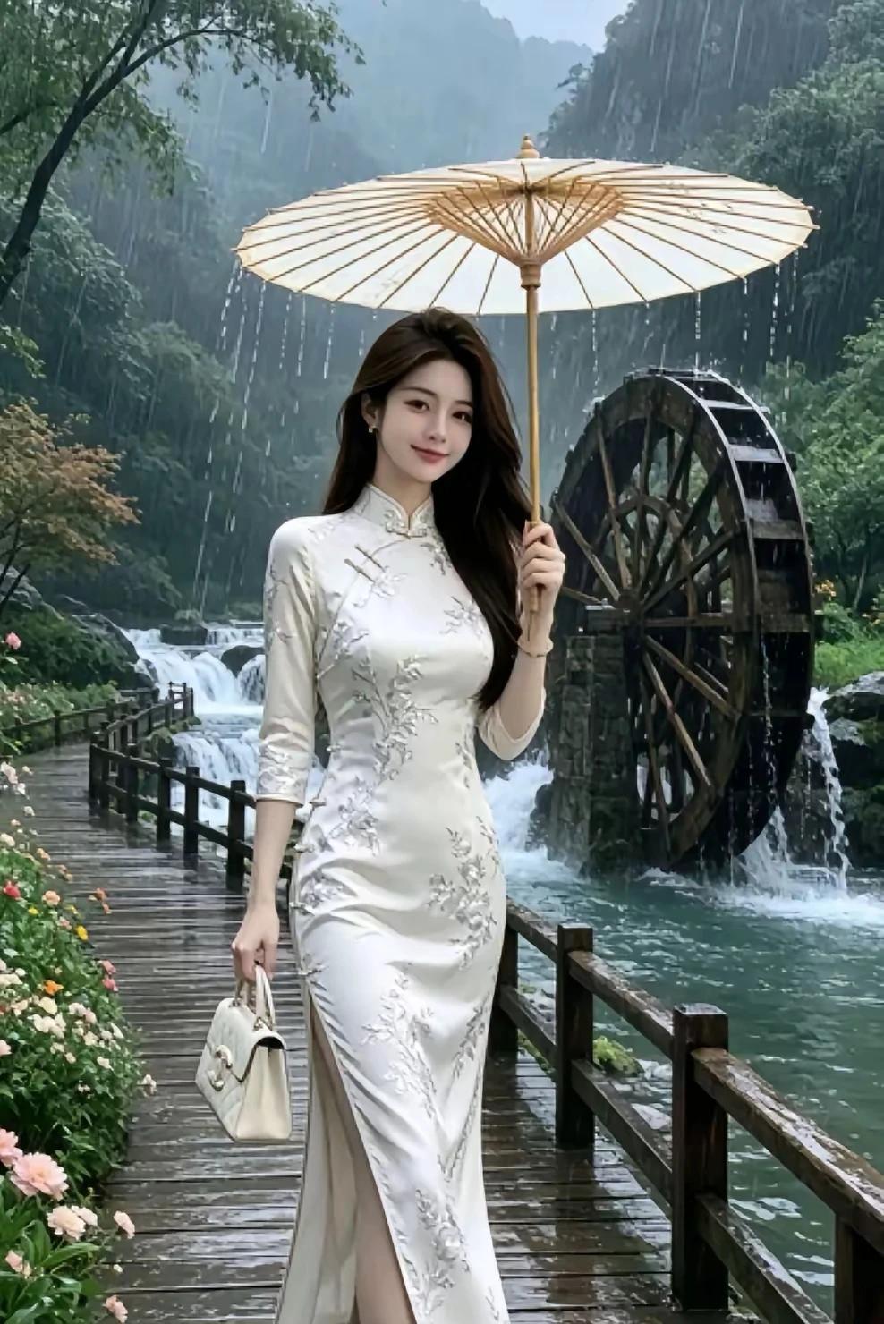 看到一副很有意境的对联呢，上联“孤伞千花终是客”，下联“独步万滴江南雨”，透