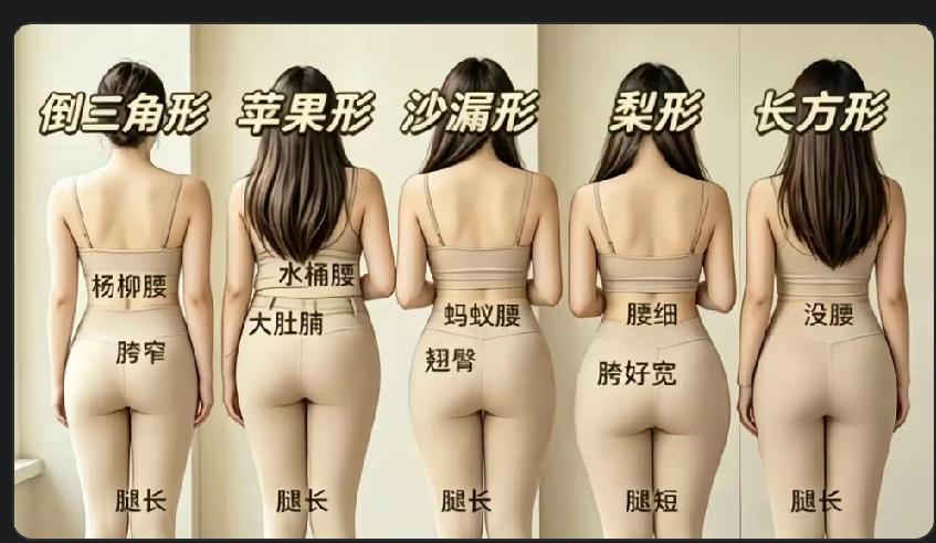 一个人一个模样，一个人一个身材，单从这五种身材来看，我就偏爱大长腿，蚂蚁腰，翘臀