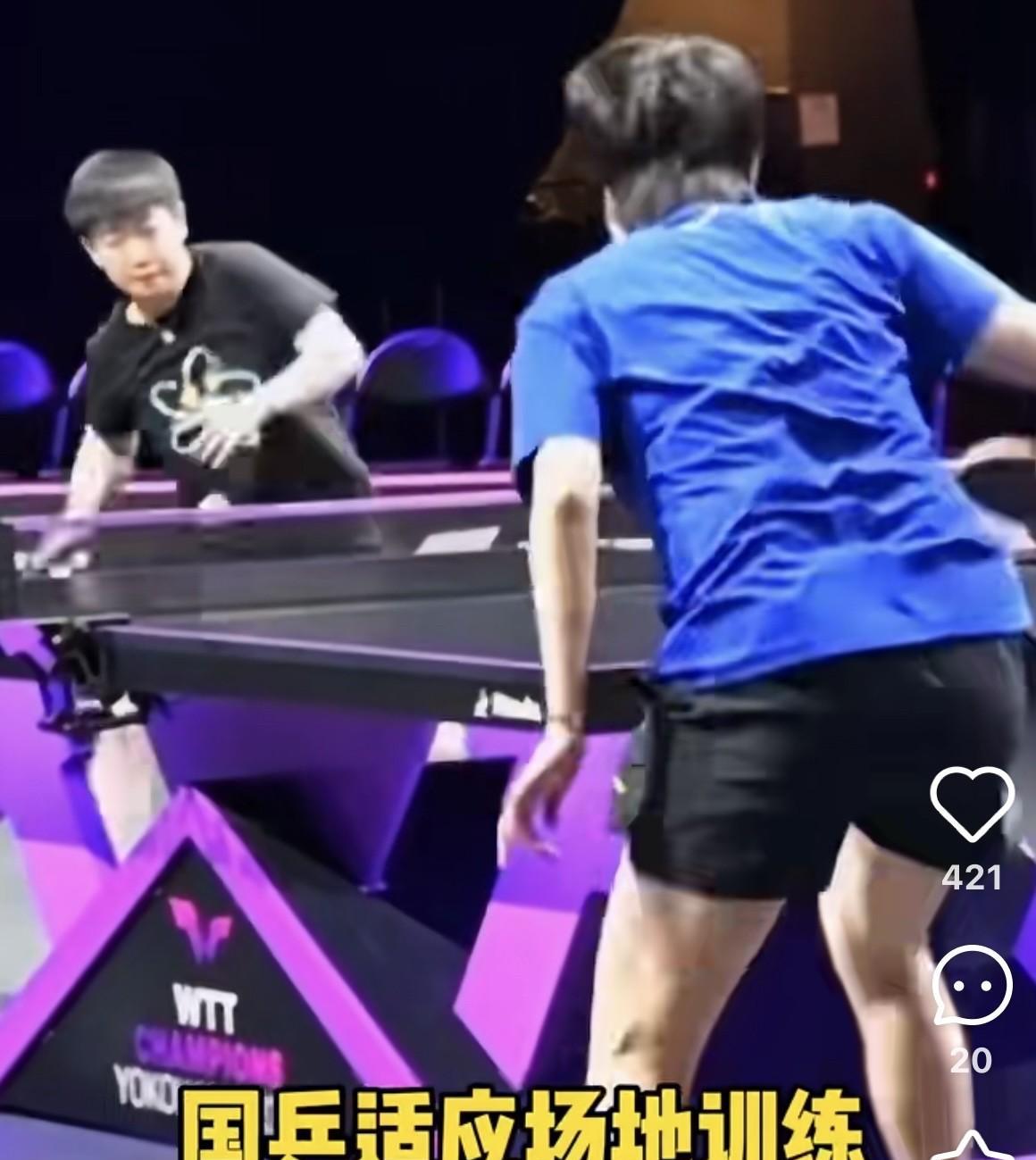 全力备战！莎莎横滨冠军赛训练超拼横滨冠军赛备战中，孙颖莎的专属陪练是削球手朱思